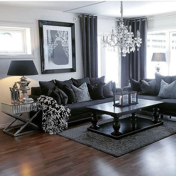 15+ Ideas to Decorate a Black Living Room (1)
