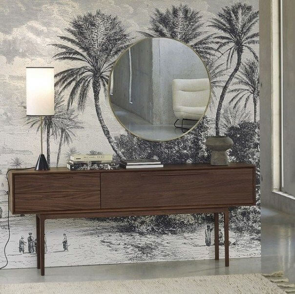 A landscape wallpaper to obtain an effect of depth in a small living room (1)