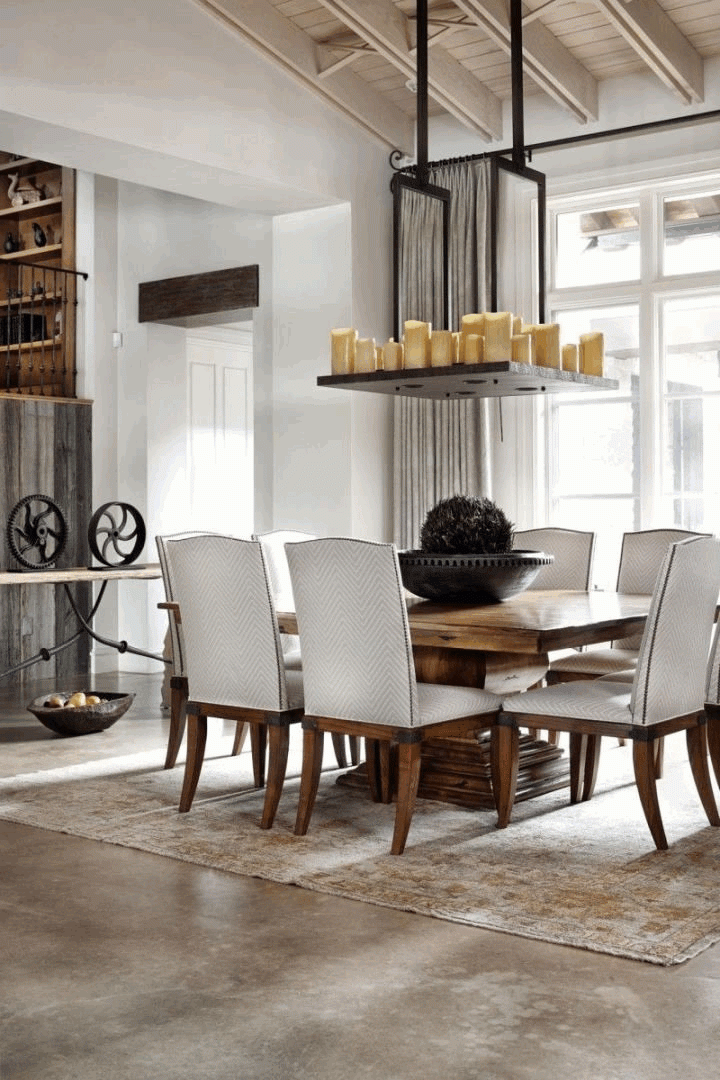 A minimalist, rustic and chic dining room