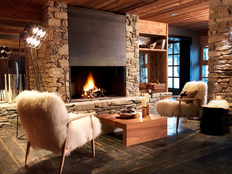 A modern living room in this mountain chalet