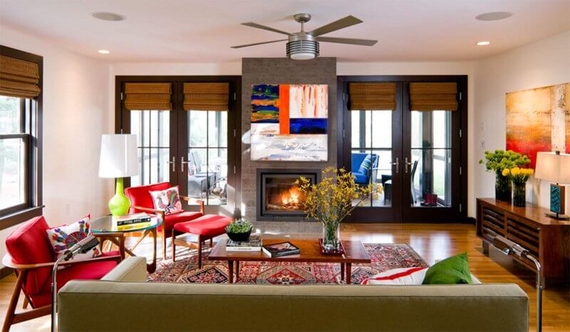 Association of colors and decoration of living room with fireplace according to feng shui art (1)