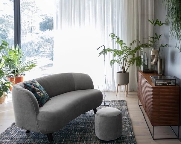 Chic sofa with soft curves
