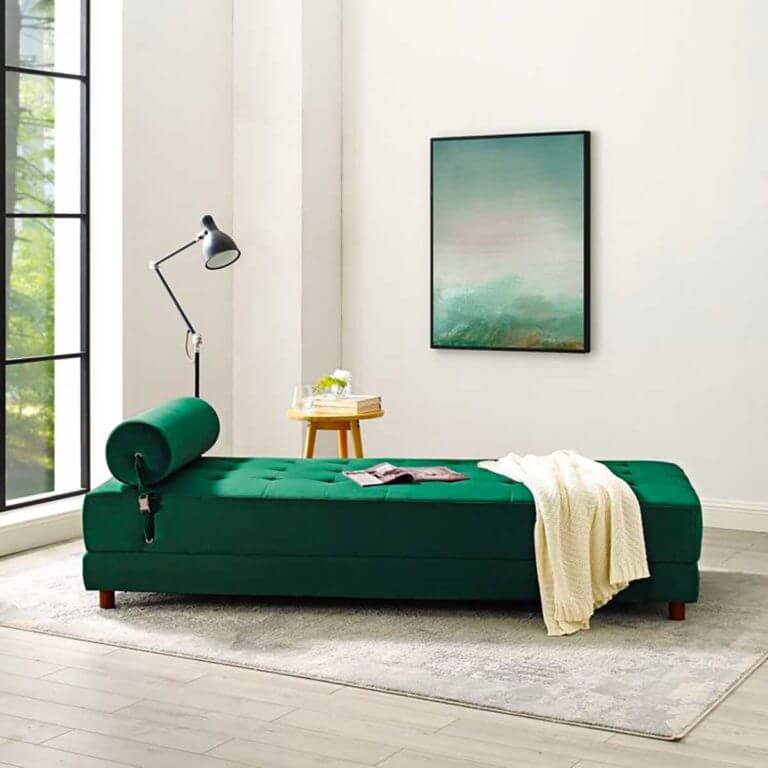 Convertible day bed in green velvet (1)