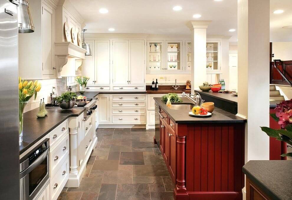 Decorate with red in a rustic modern kitchen (1)