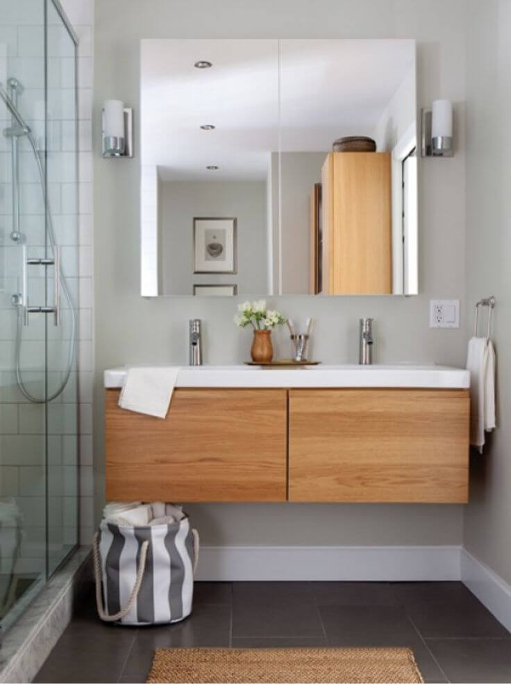 Furnish the small bathroom with a suspended washbasin cabinet (1)