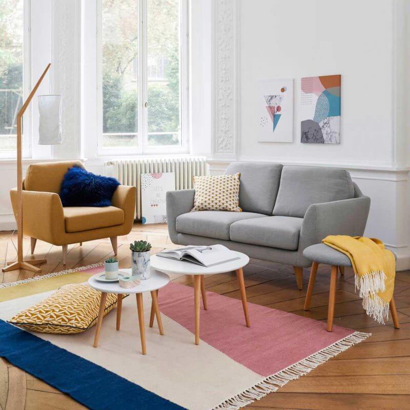 Kilim rugs in a Scandinavian style living room (1)