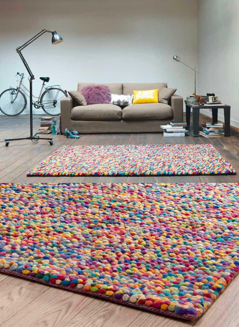 Multicolored designer rug in wool (1)