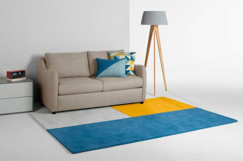 Tufted carpet design blue gray and yellow (1)