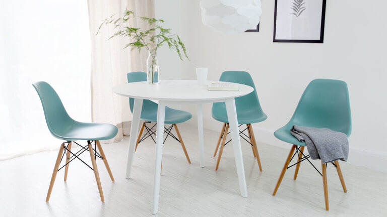 White table with blue chairs (1)
