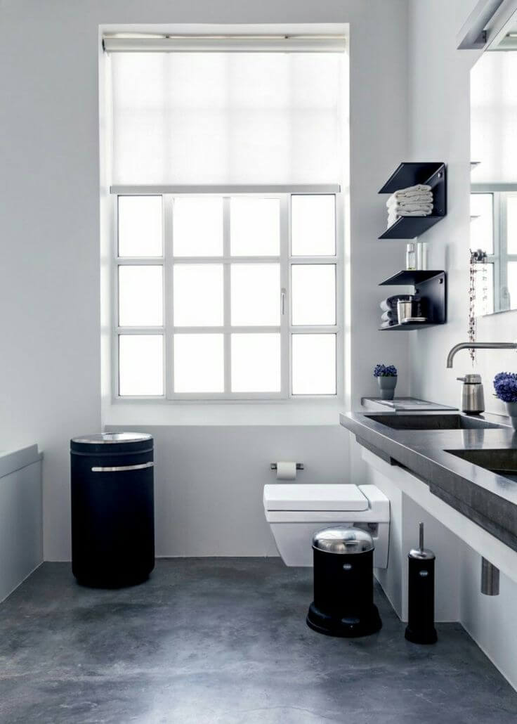 A black and white bathroom with an industrial style (1)