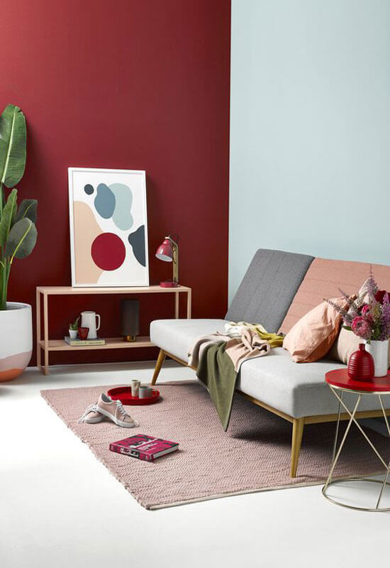 A burgundy colored living room (1)