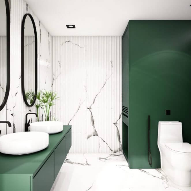 A chic pine green bathroom (1)