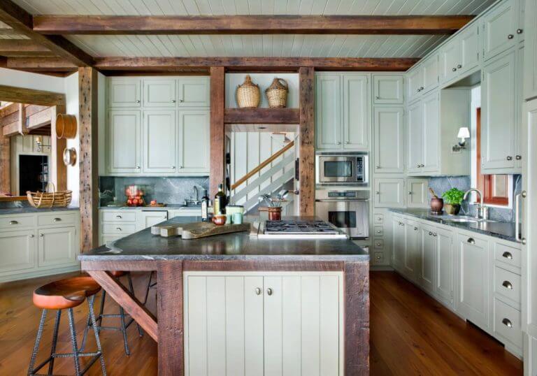 A rustic kitchen island in a modern decor (1)