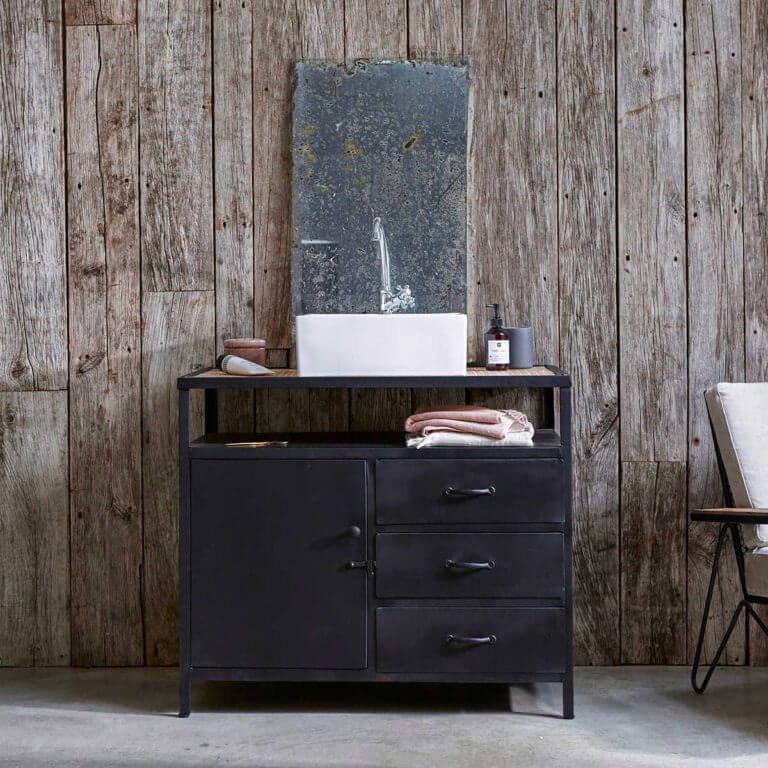 Black metal vanity unit with storage (1)