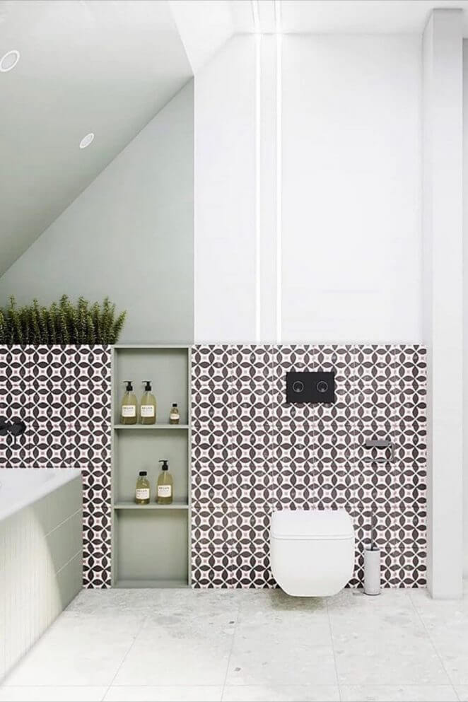 Cement tiles for a retro and graphic bathroom (1)