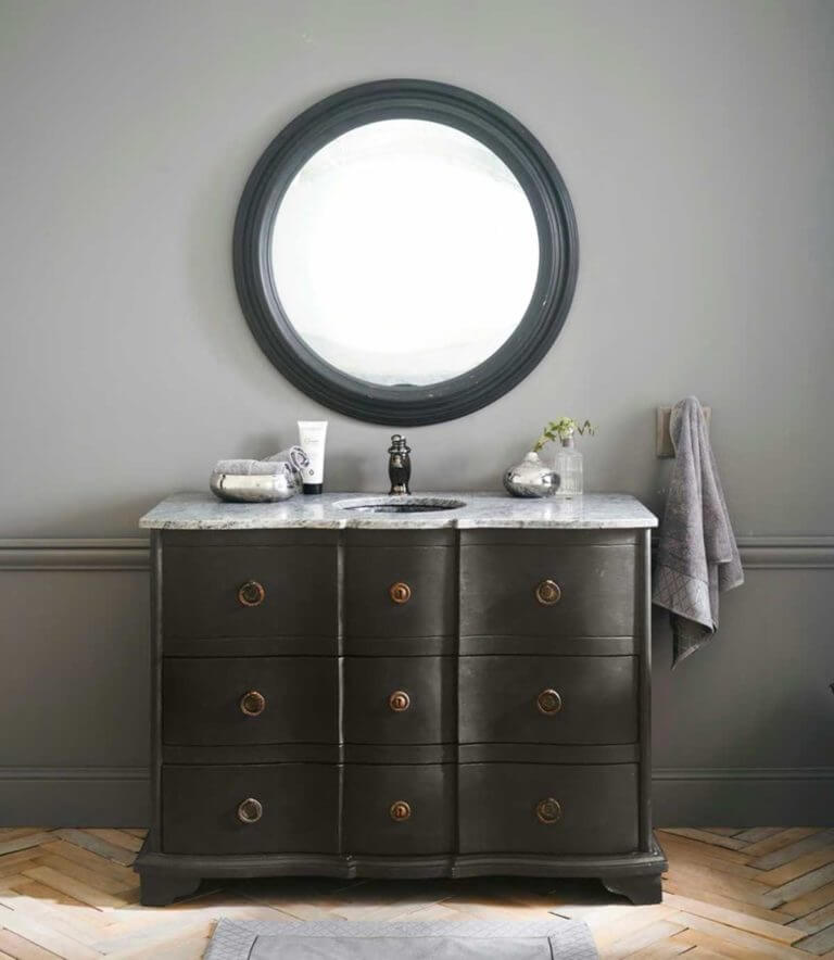 Classic black and white marble vanity unit (1)