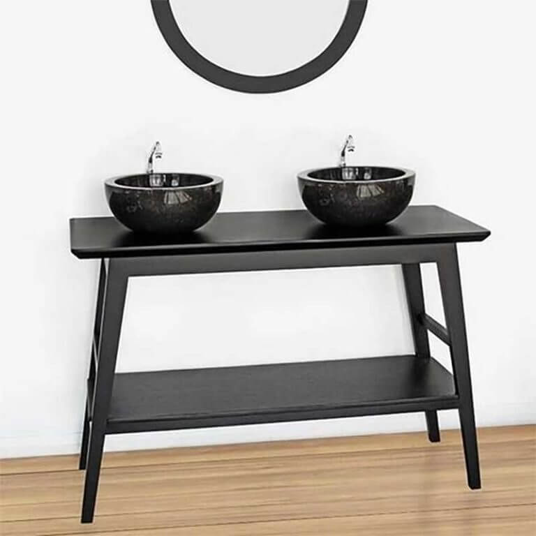 Console under double basin in black teak (1)