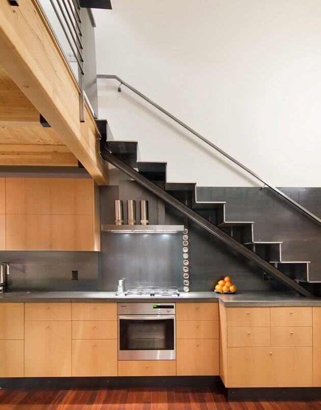 Convert a staircase into a small kitchen or a kitchenette (1)