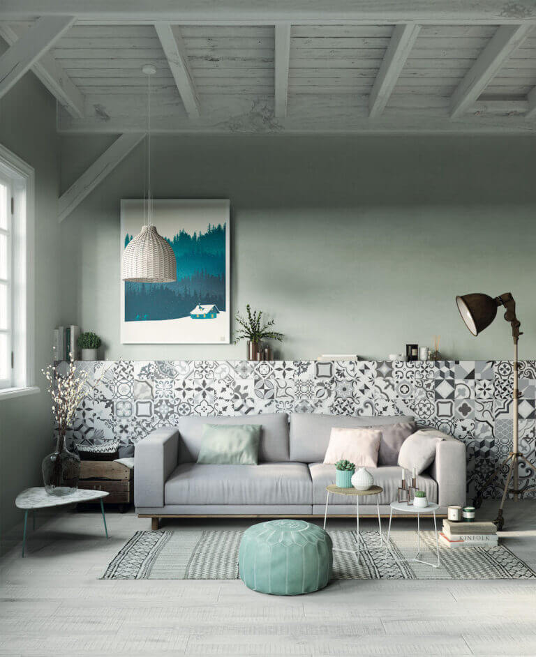 Cover the cement tiles halfway between modernity and retro style (1)