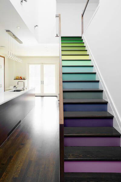 Custom colored stickers for an effortless colorful staircase (1)