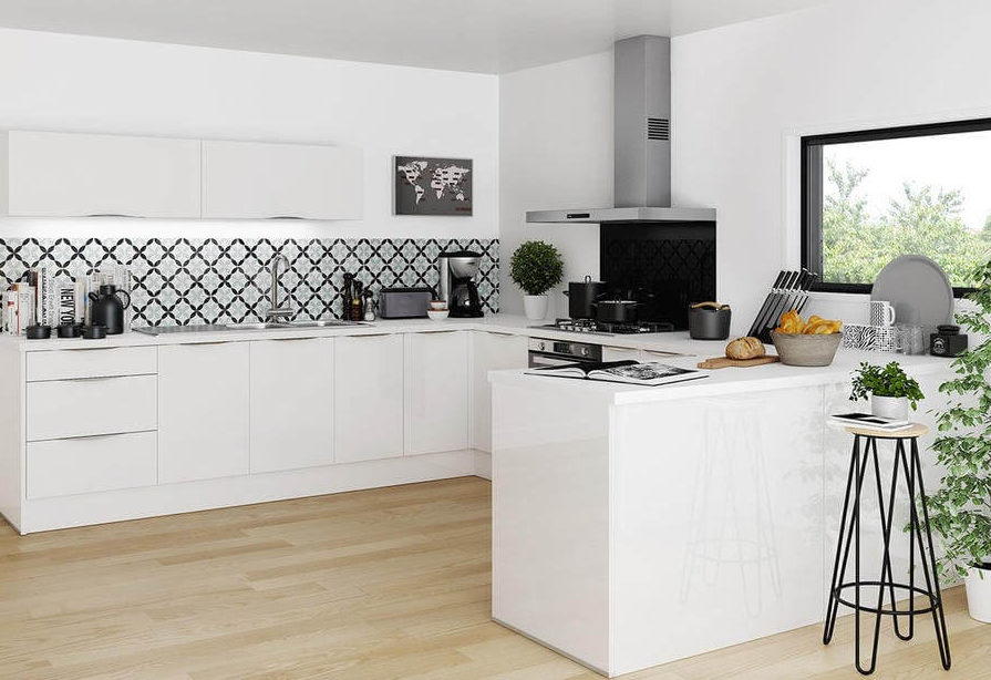 What colors to adopt on the walls and on the splashback for a modern white kitchen (1)