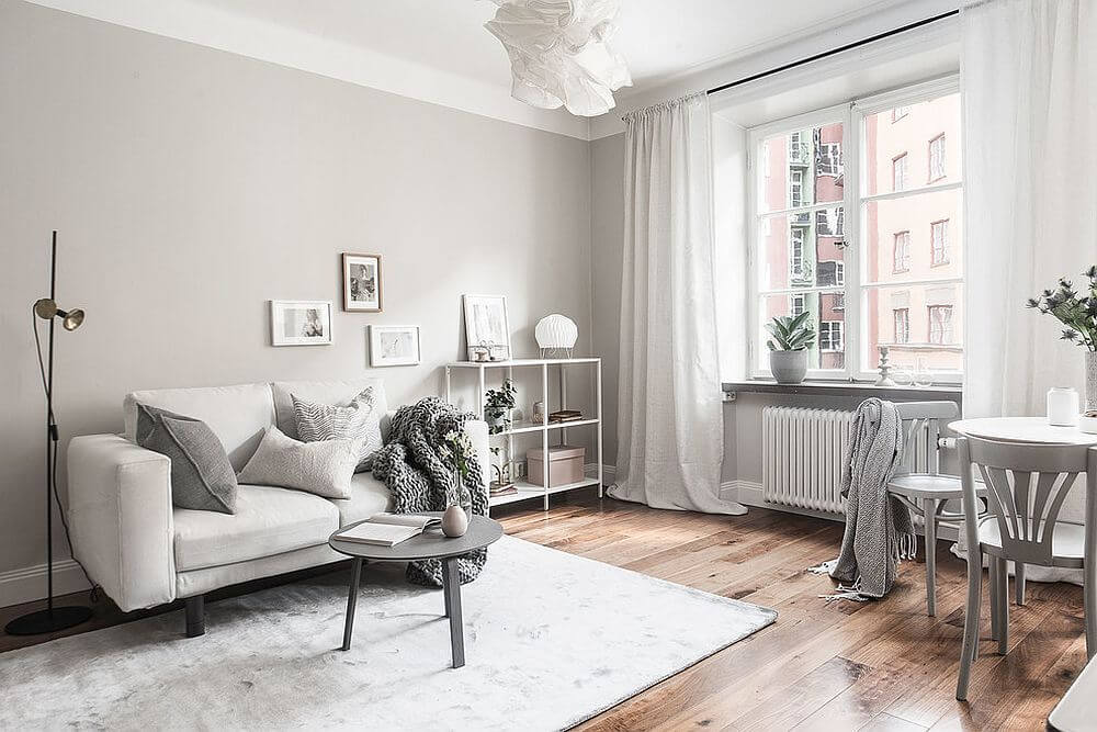 White monochrome living rooms in modern Scandinavian style (1)