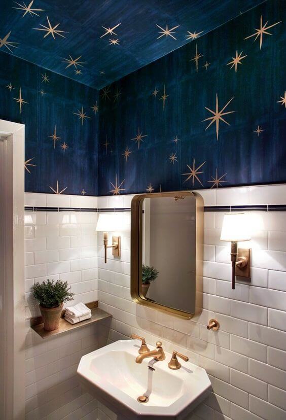 navy blue walls and ceiling with gold stars (1)