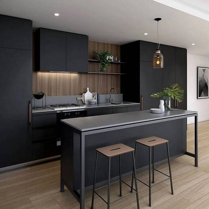 22 Ideas of Kitchen Designs With Lavish Black Cabinets (1)