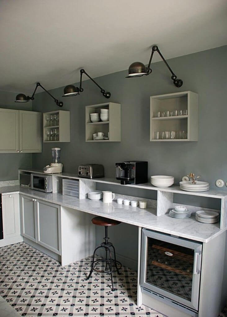 A fancy tile floor to brighten up a small kitchen (1)