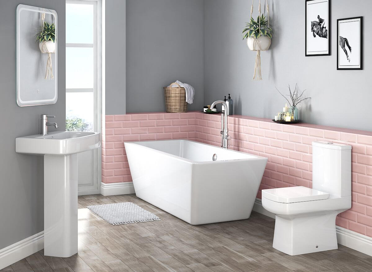 A feminine bathroom with a little pink (1)