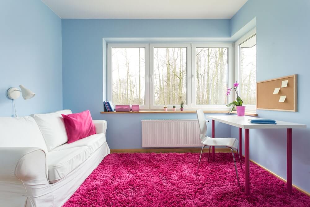 A fuchsia pink carpet in an office (1)