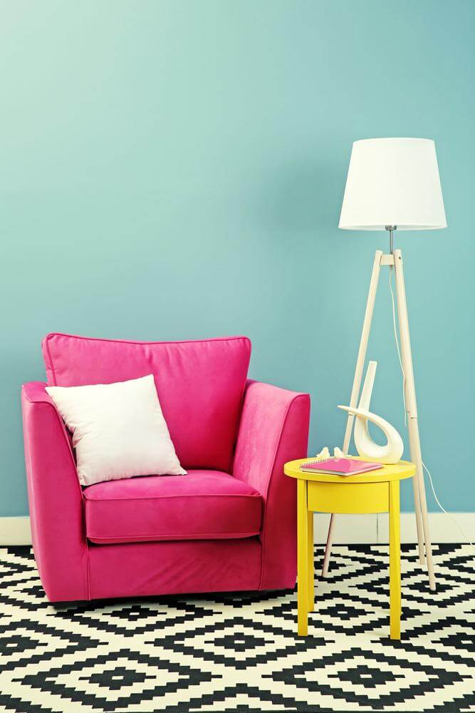 A pretty fuchsia pink suede armchair (1)