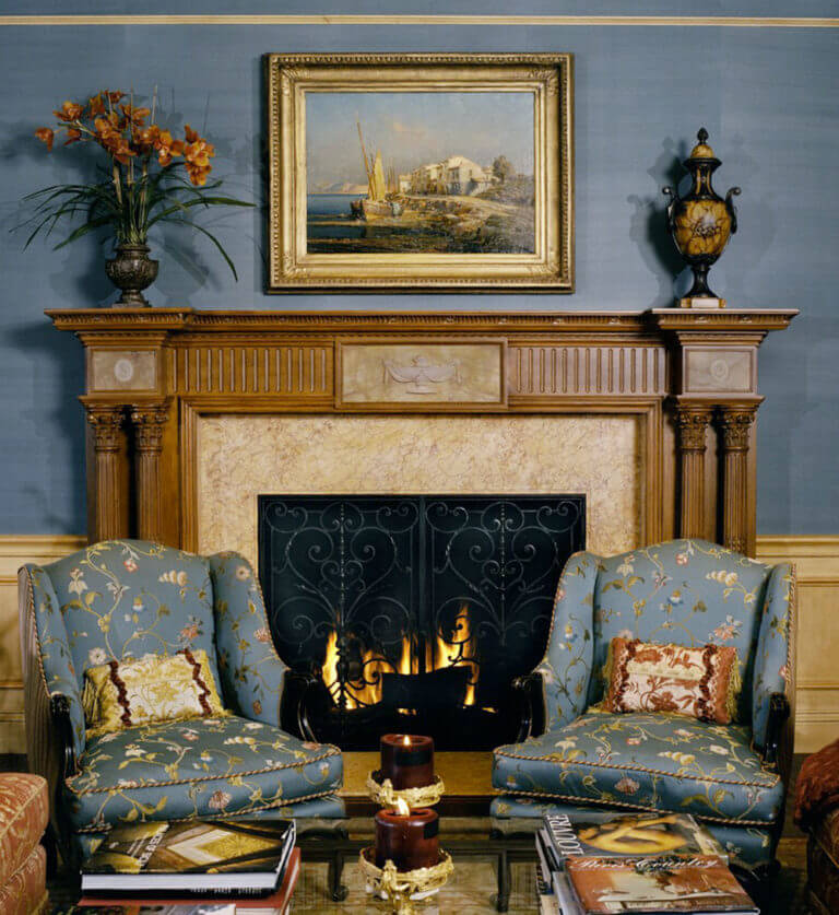 A retro vintage style blue living room (1)