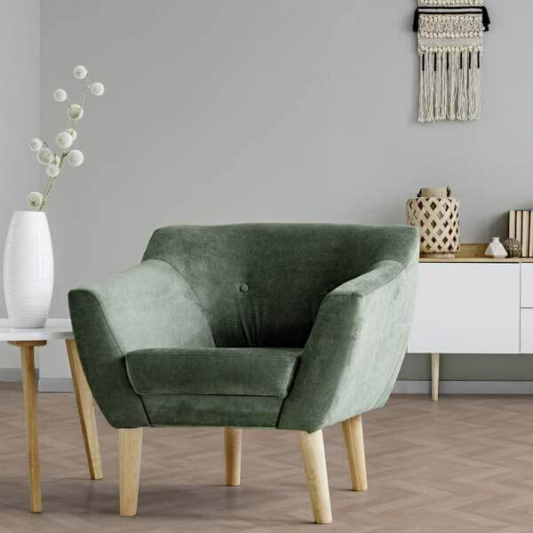 A velvety green-gray Scandinavian armchair (1)