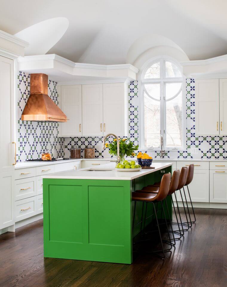 Green or teal kitchen island (1)