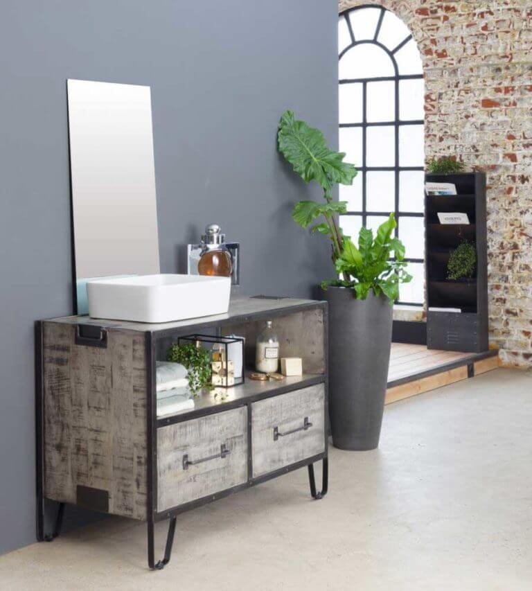 Single washbasin cabinet in industrial style (1)