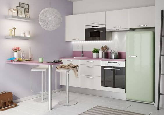 Touches of light pastel to light up a small kitchen (1)