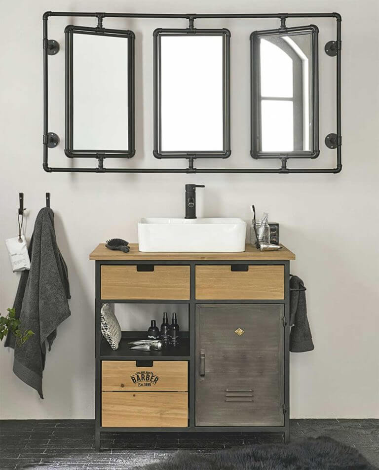 Wood and metal bathroom furniture (1)