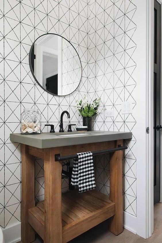 focus on the black, white and wood bathroom (1)
