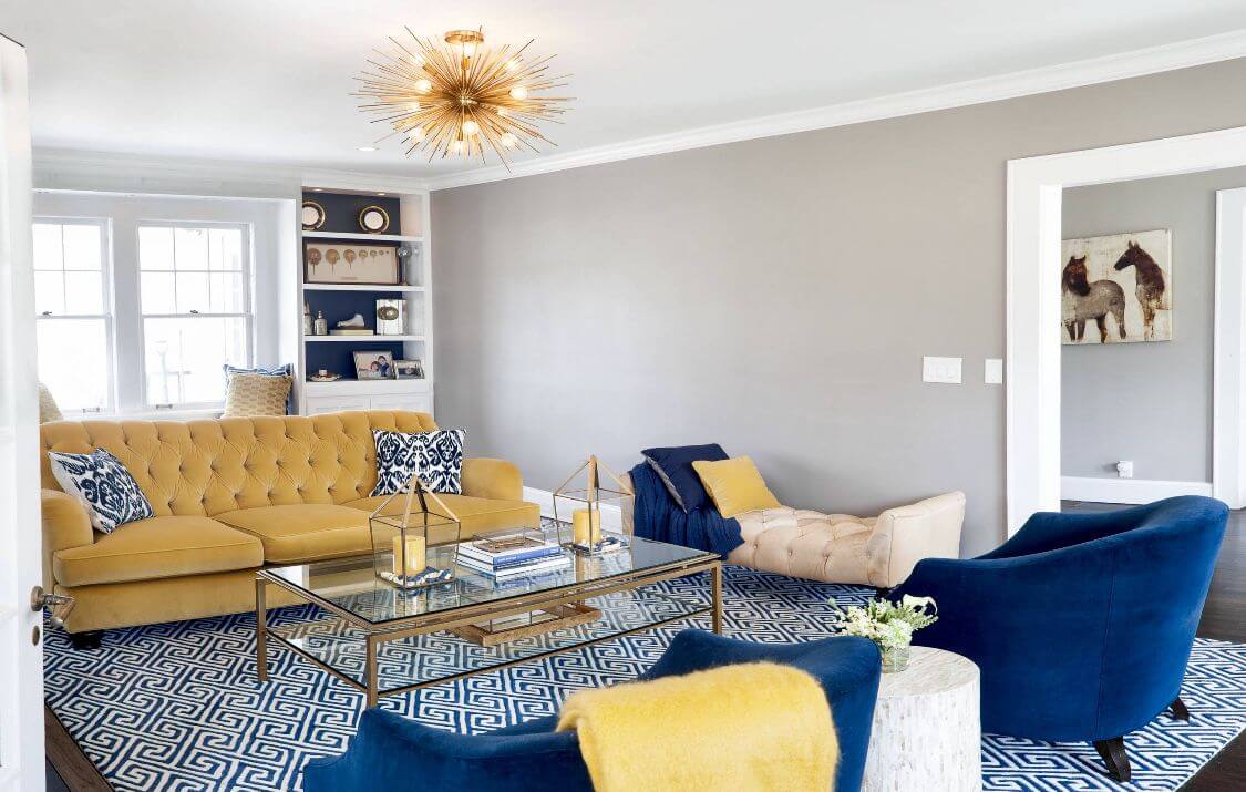 15 Ideas to Decorate Your Living Room in Blue and Yellow (1)
