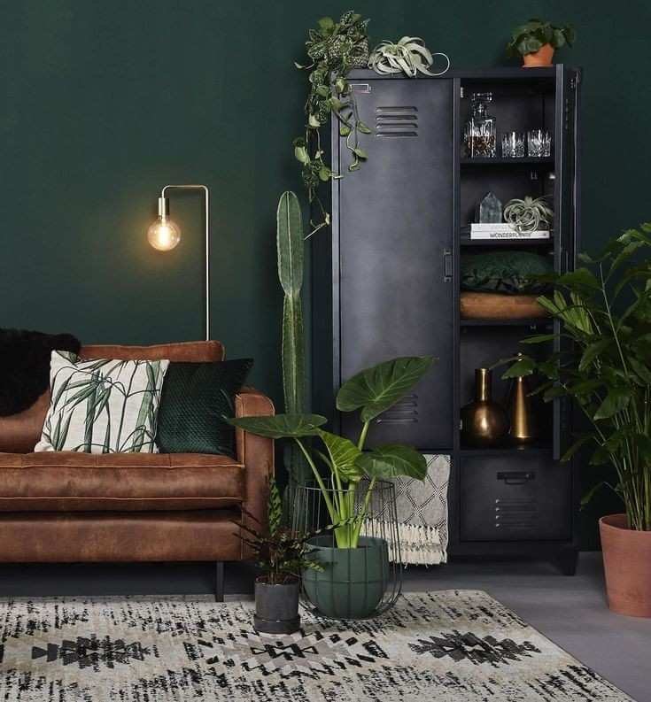 A dark green and charcoal gray living room (1)