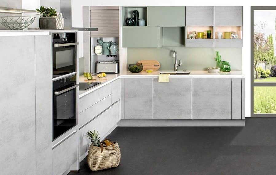 Green and gray kitchen (1)