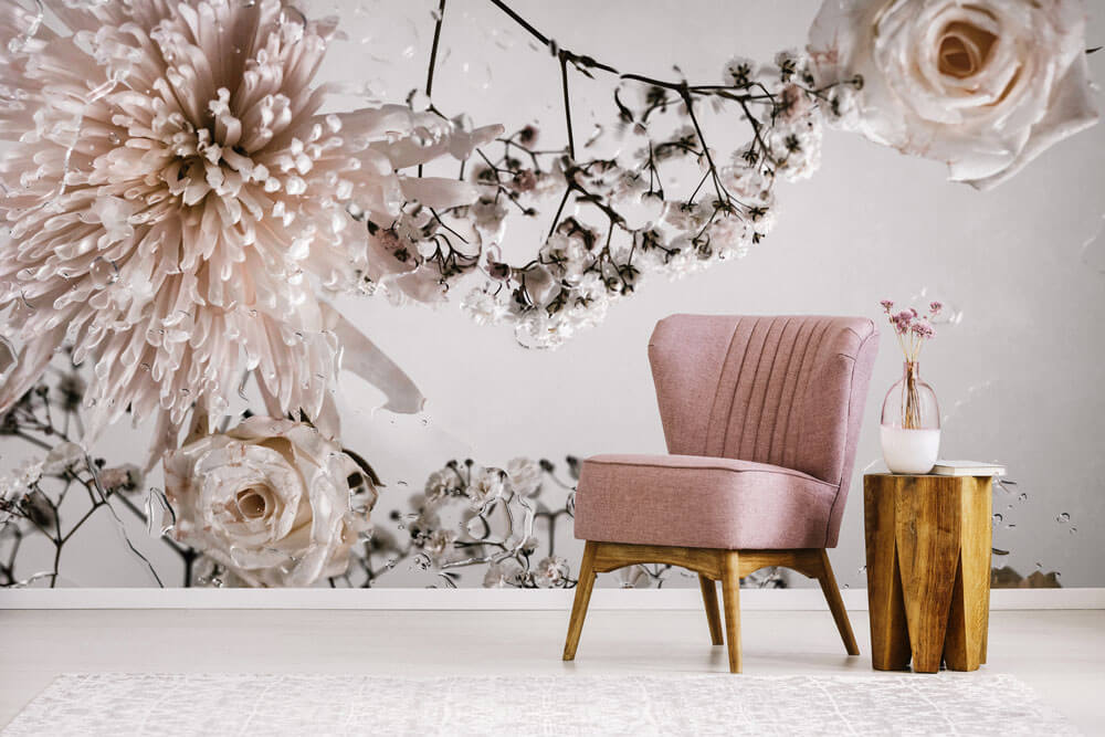 1. Decorate spring with a flower mural