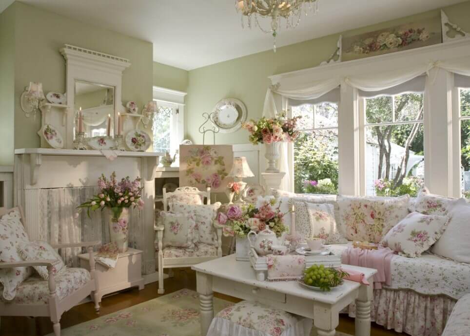 12- Living room interior in Provence style for spring decor