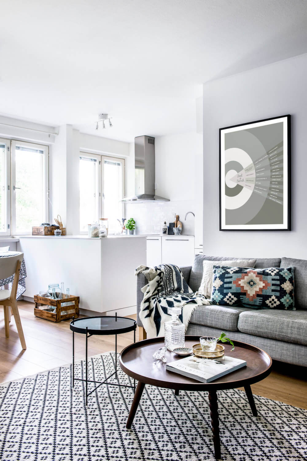 12. Open plan living room in gray and white