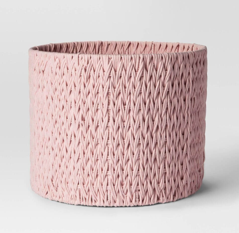13- A pink storage basket