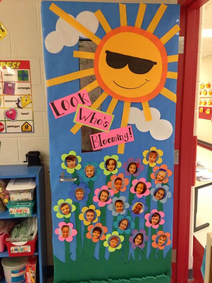 14 – Door decorated with photos of students