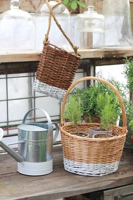 19- Wicker basket for balcony decoration
