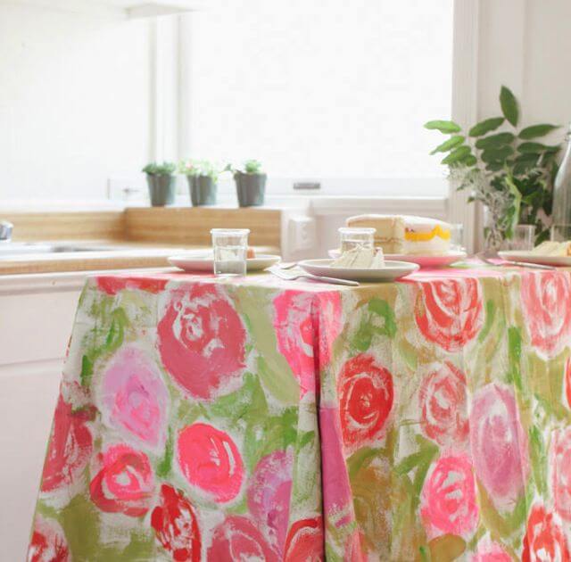 23- Painted Floral Tablecloth