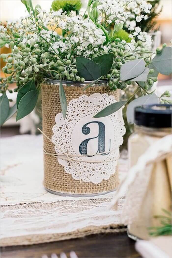 4 – Aluminum and jute tin vases